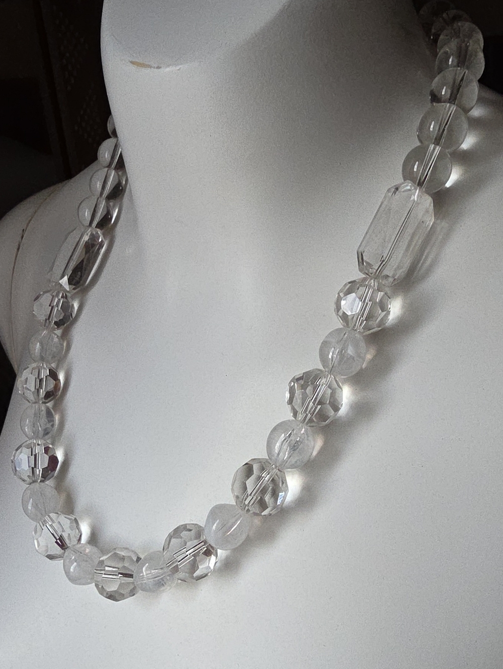 Clear Beaded Statement Necklace - Women Jewelry